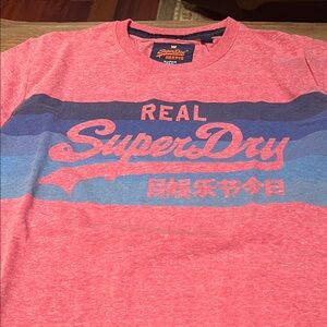 Superdry Men's Pink and Blue Graphic Tee